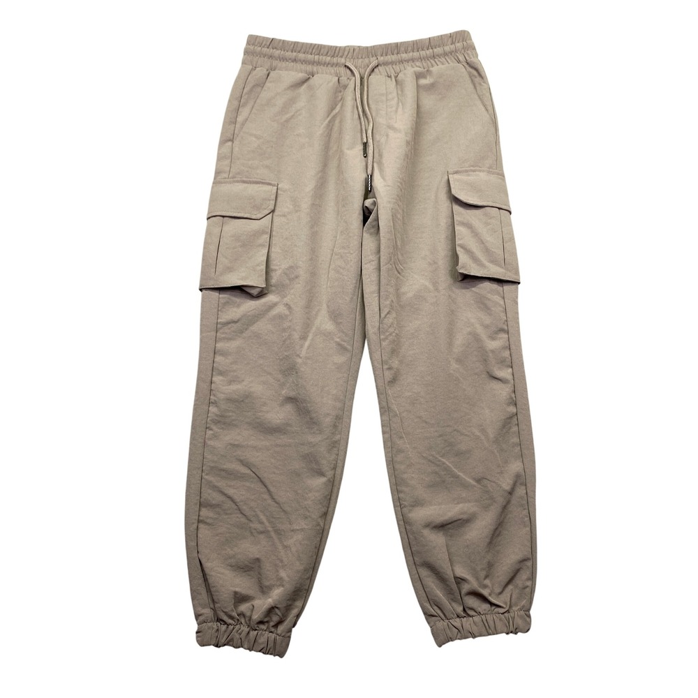 BNY Jeans‎ Tan Khaki Cargo Jogger Pants Mens Size M Elastic Waist Streetwear